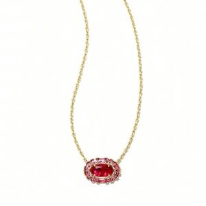Kendra Scott Raspberry Illusion Crystal Frame gold Necklace